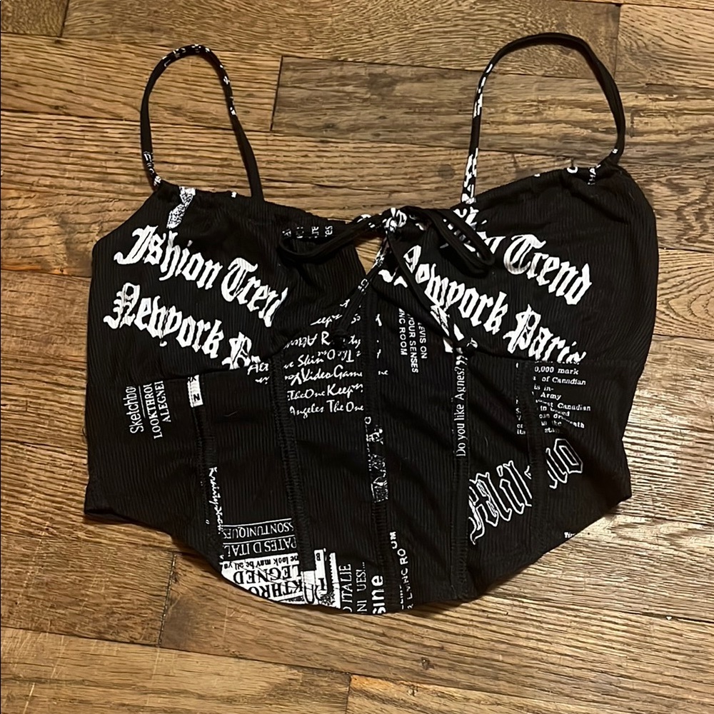 Rue21 Black croptop with Tie Front Graphic